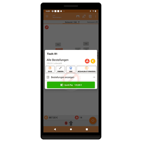 Smartphone app displays a popup for Task #1 with a 'Start order' button.