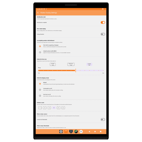 Smartphone screen displays text-to-speech output settings with options for language, rate, and pitch.